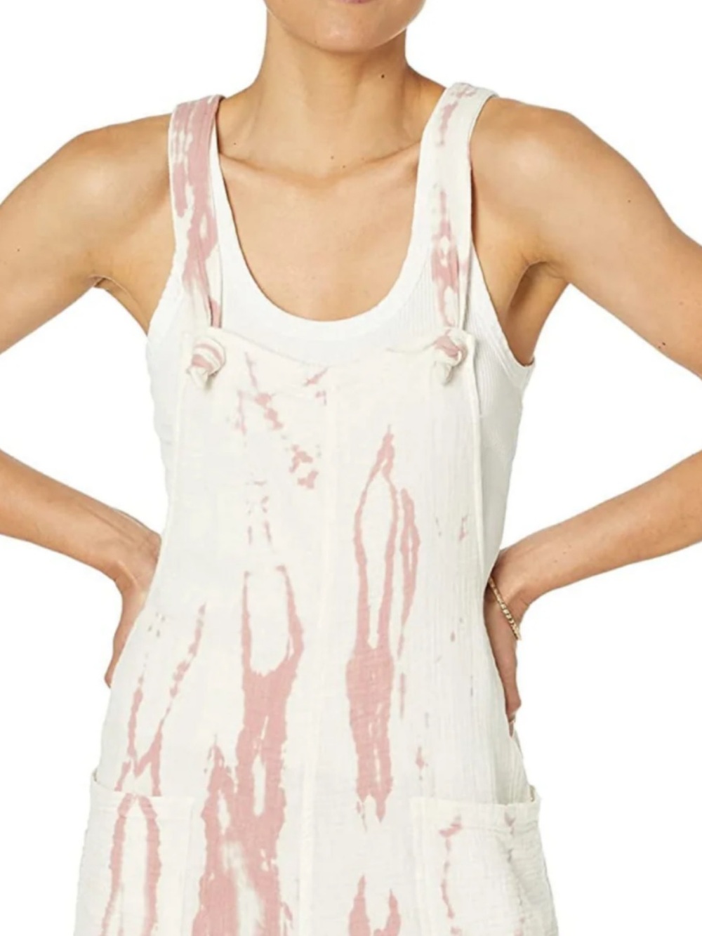 Lucky Brand Pink and White Tie-Dye Mini Overall Dress
